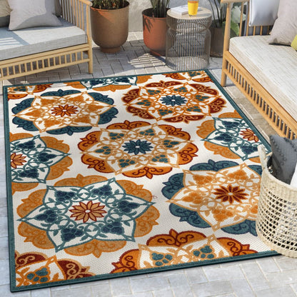 Cabo Floral Bold Multi-Color Indoor/Outdoor High-Low Rug DO-564