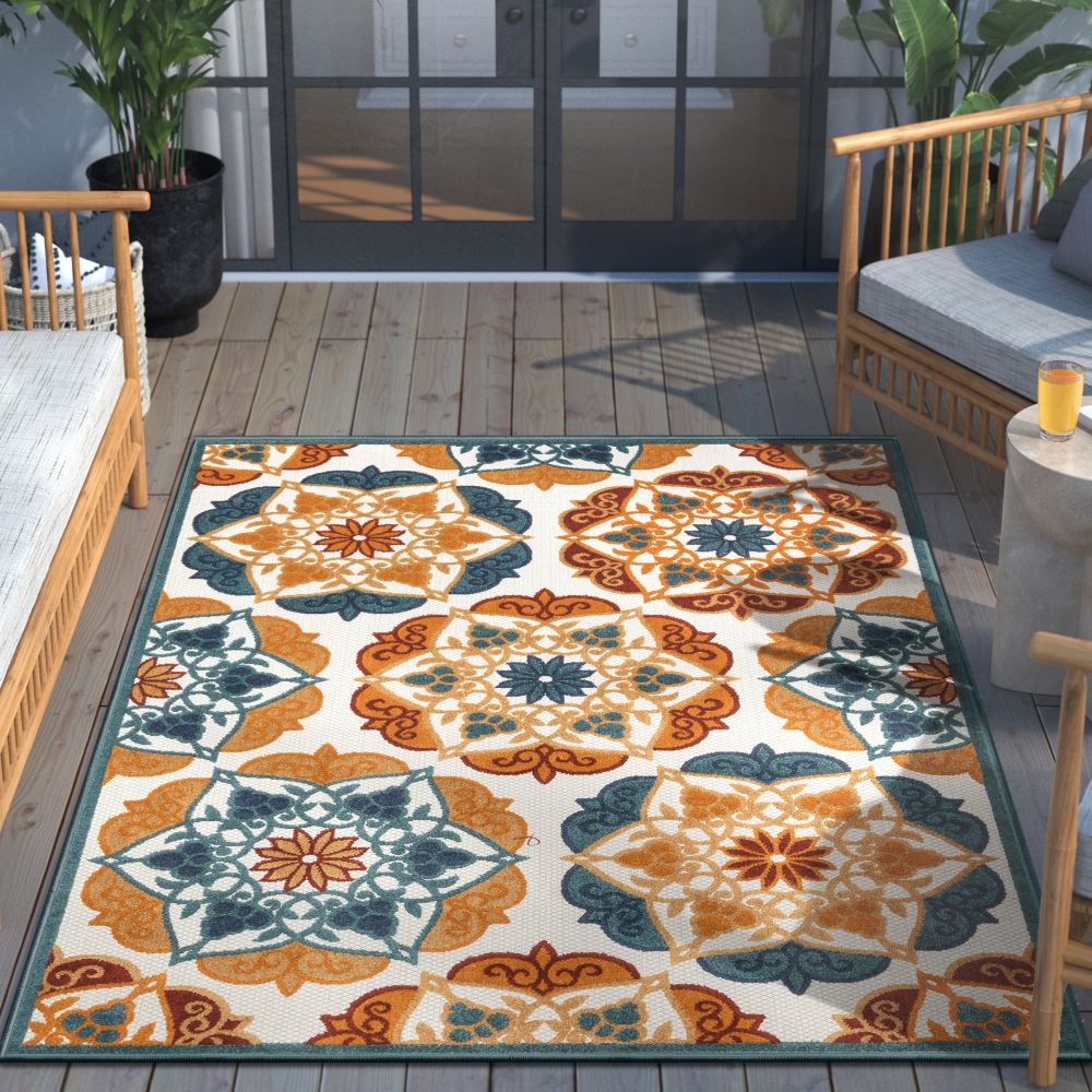 Cabo Floral Bold Multi-Color Indoor/Outdoor High-Low Rug DO-564