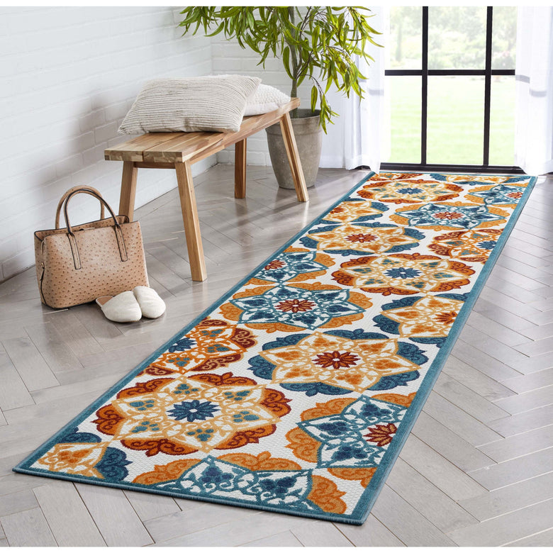 Cabo Floral Bold Multi-Color Indoor/Outdoor High-Low Rug DO-564