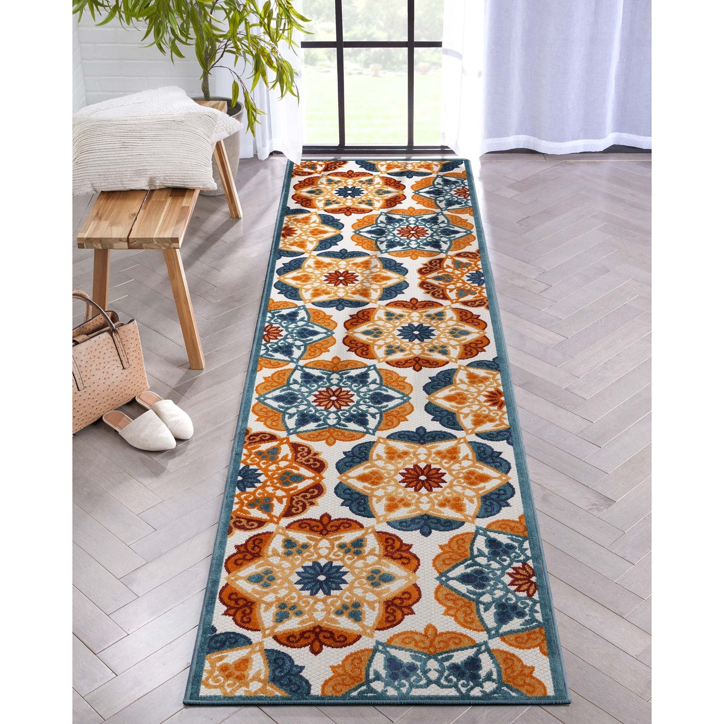 Cabo Floral Bold Multi-Color Indoor/Outdoor High-Low Rug DO-564