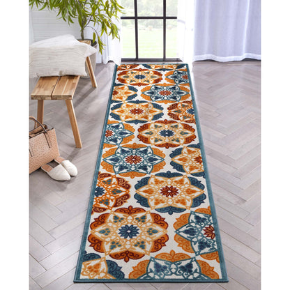 Cabo Floral Bold Multi-Color Indoor/Outdoor High-Low Rug DO-564