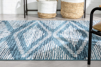 Aosta Tribal Diamond Pattern Light Blue Rug DU-136