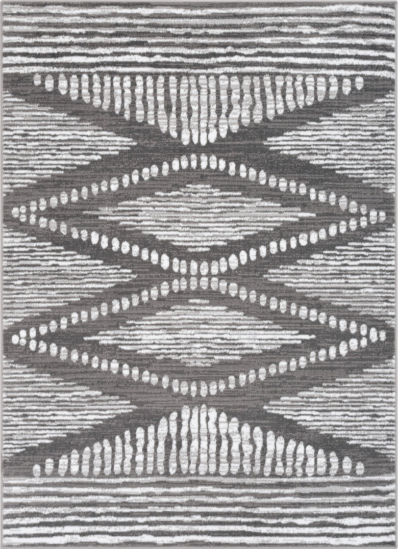 Aosta Tribal Diamond Pattern Grey Rug DU-137
