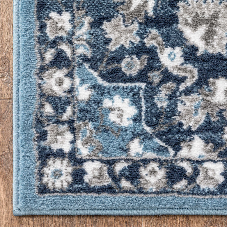 Granada Transitional Oriental Medallion Pattern Blue Rug DU-84