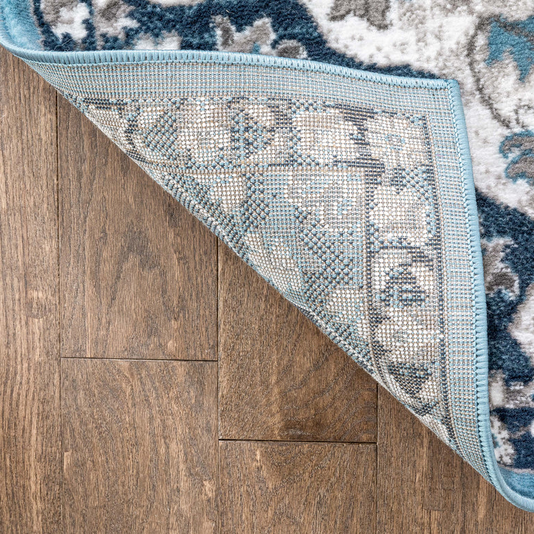 Granada Transitional Oriental Medallion Pattern Blue Rug DU-84