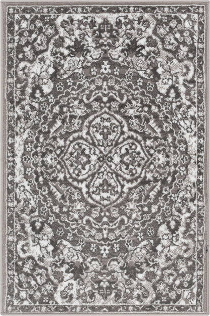 Granada Transitional Oriental Medallion Pattern Grey Rug DU-87