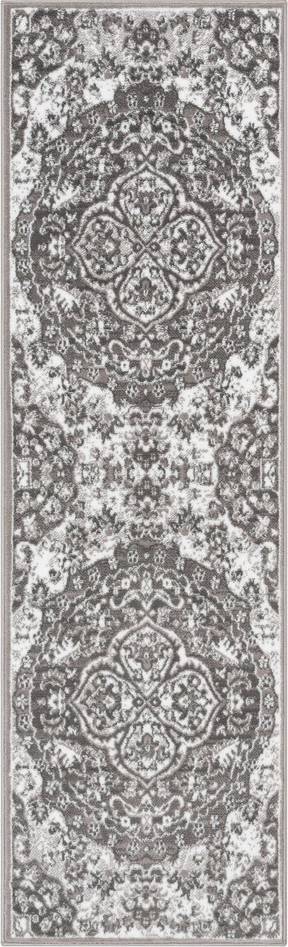 Granada Transitional Oriental Medallion Pattern Grey Rug DU-87