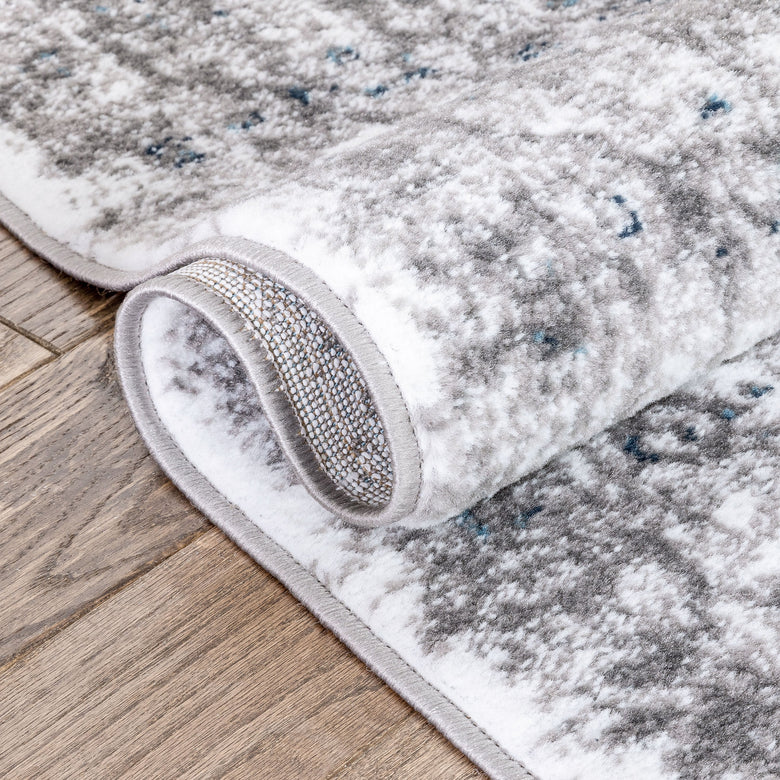 Trieste Vintage Floral Medallion Pattern Ivory Grey Rug DU-92