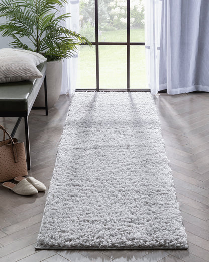 Emerson Modern Solid Light Grey Thick & Soft Shag Rug ELL-17