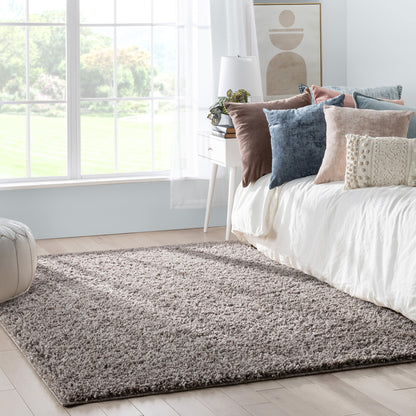 Emerson Modern Solid Taupe Thick & Soft Shag Rug ELL-18