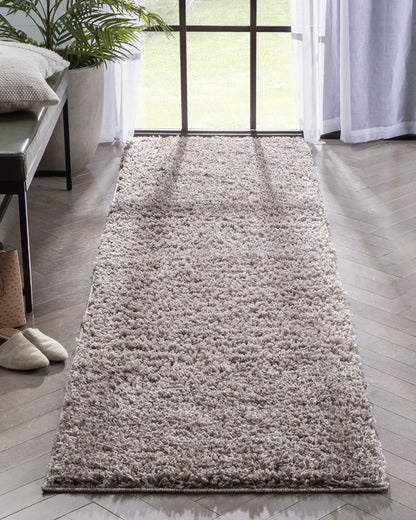 Emerson Modern Solid Taupe Thick & Soft Shag Rug ELL-18