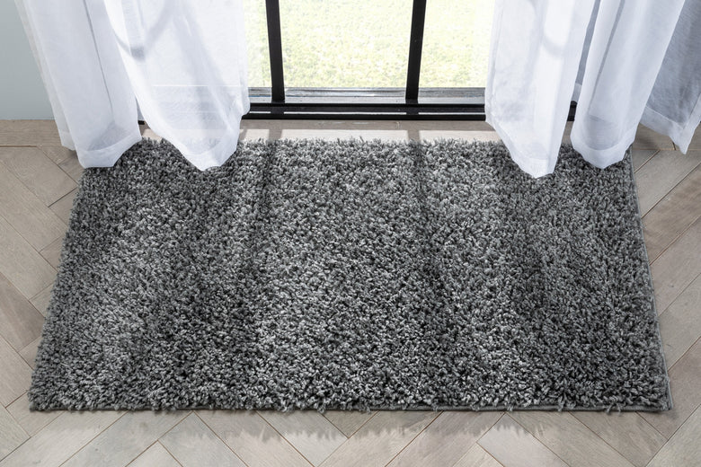 Emerson Modern Solid Dark Grey Thick & Soft Shag Rug ELL-23