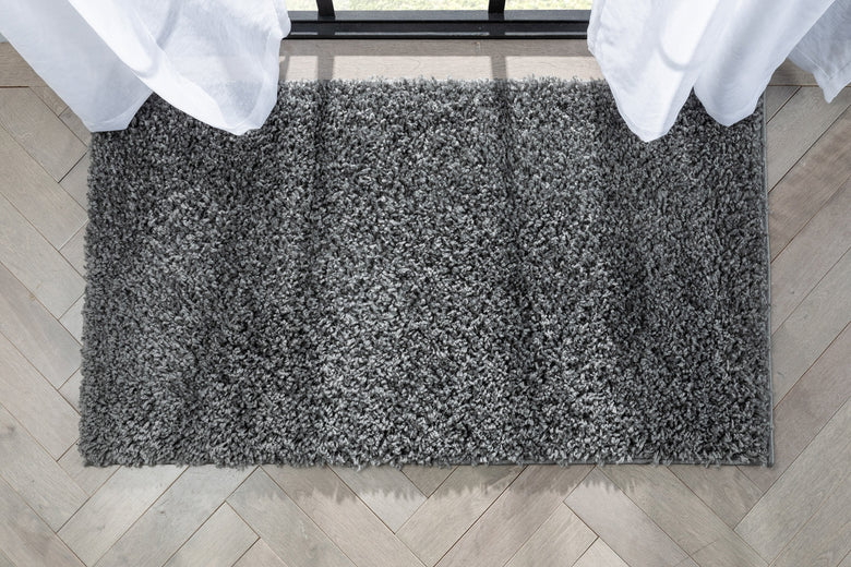 Emerson Modern Solid Dark Grey Thick & Soft Shag Rug ELL-23