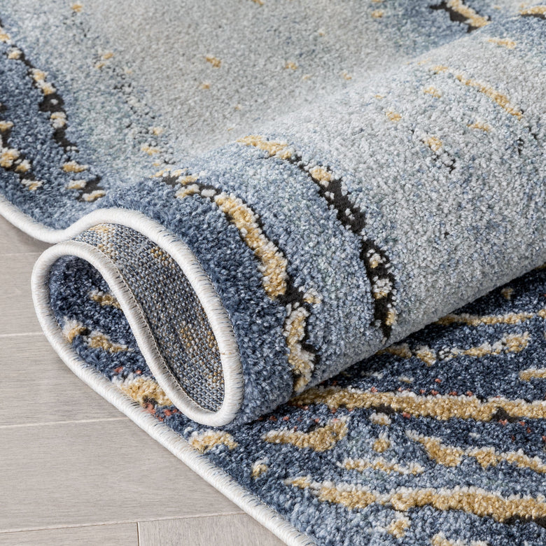 Aversa Geometric Abstract Waves Blue Rug ENV-144