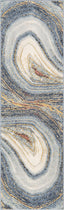 Aversa Geometric Abstract Waves Blue Rug ENV-144