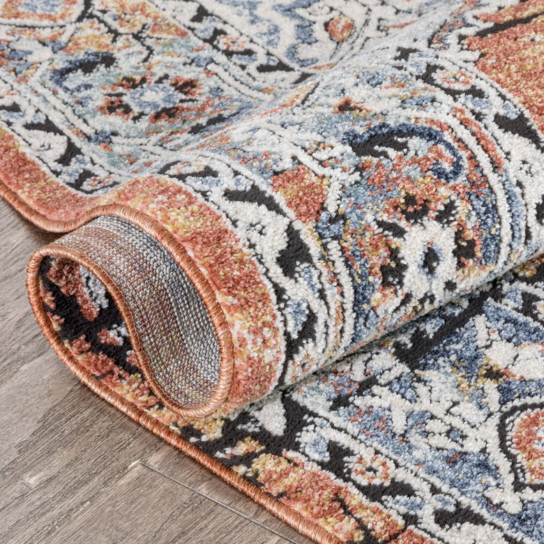 Andria Vintage Medallion Botanical Border Rust Rug ENV-20