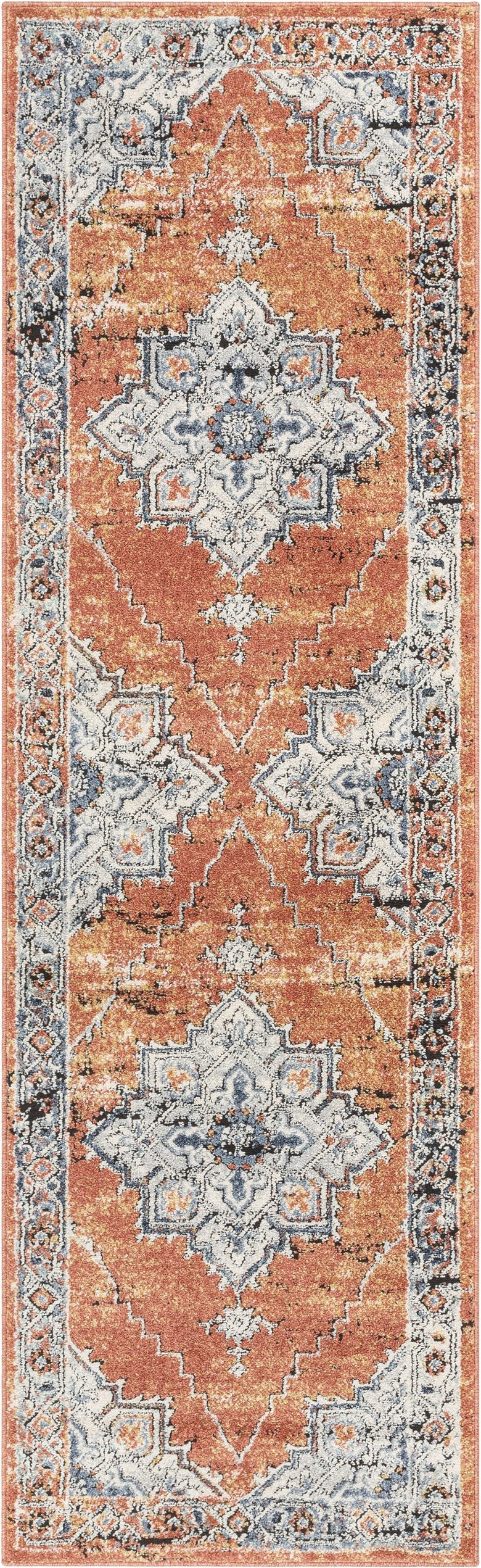 Andria Vintage Medallion Botanical Border Rust Rug ENV-20