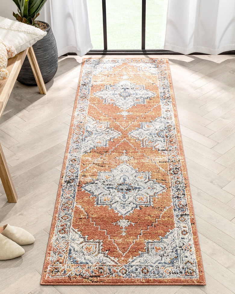 Andria Vintage Medallion Botanical Border Rust Rug ENV-20