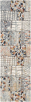 Taranto Geometric Abstract Pattern Ivory Blue Rug ENV-92