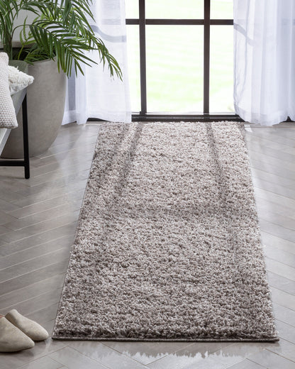 Emerson Modern Solid Taupe Thick & Soft Shag Rug ELL-18