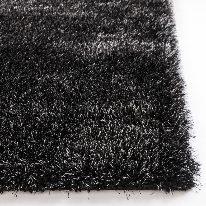 Liza Black Plush Shag Rug FE-13