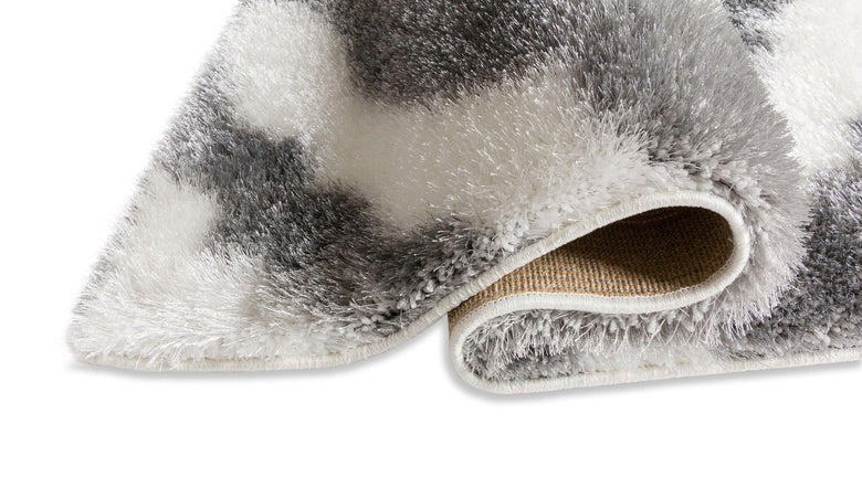 Jesse Trellis White Plush Shag Rug FE-37
