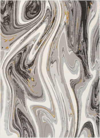 Beckley Contemporary Abstract Waves Ivory Glam Rug FRM-12