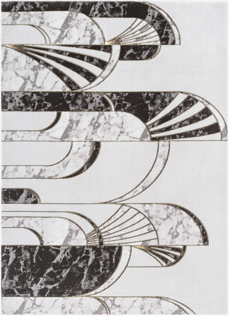 Walter Retro Marble Pattern Grey Glam Rug FRM-137