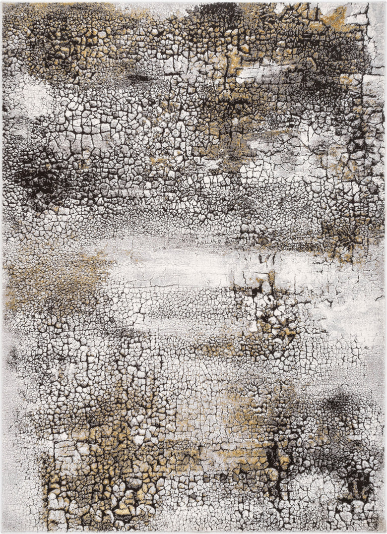 Kenneth Retro Abstract Pattern Grey Glam Rug FRM-157