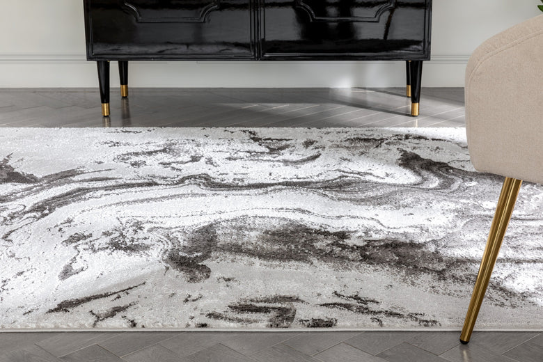 Ralph Retro Geometric Waves Grey Glam Rug FRM-167