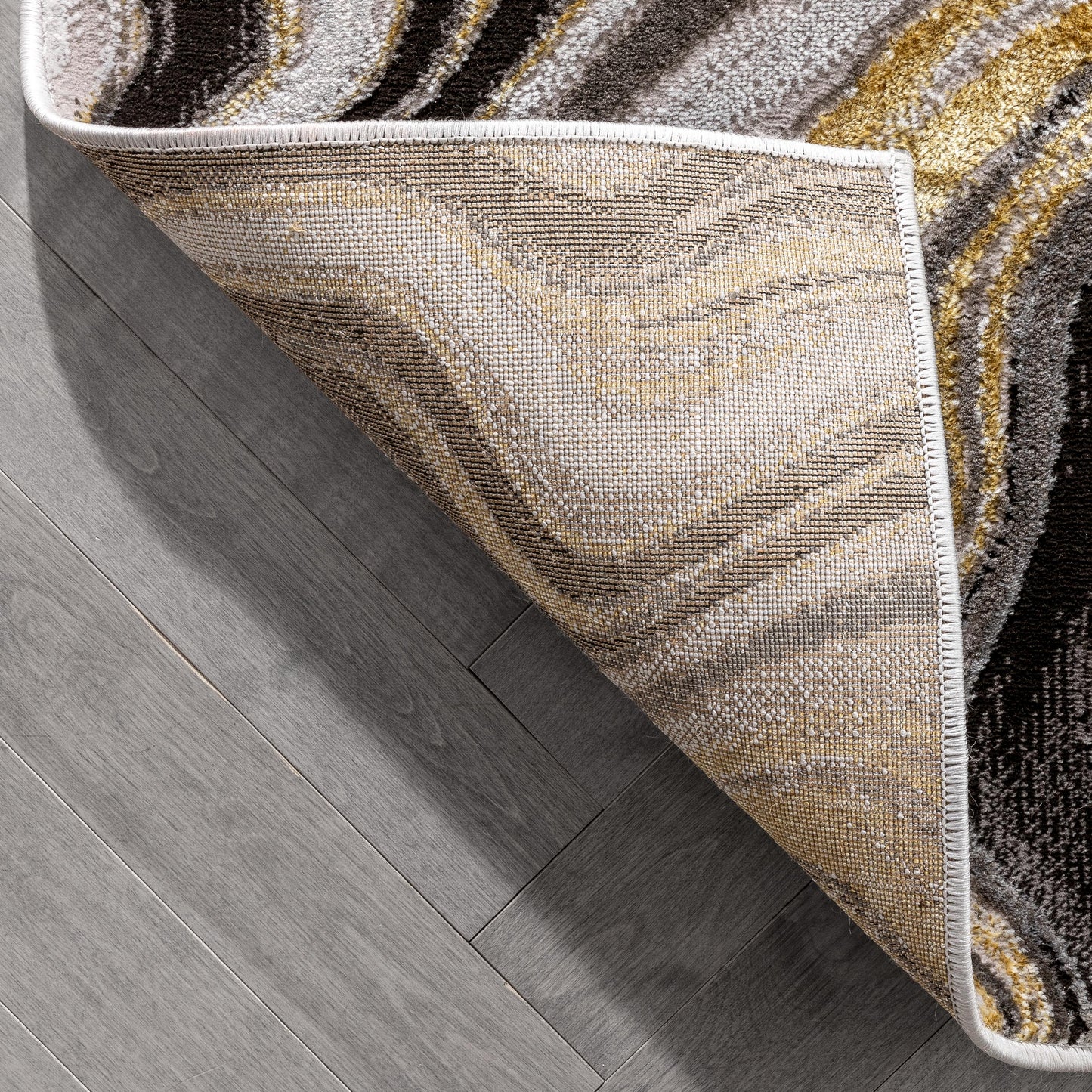 Warren Retro Abstract Waves Grey Glam Rug FRM-187