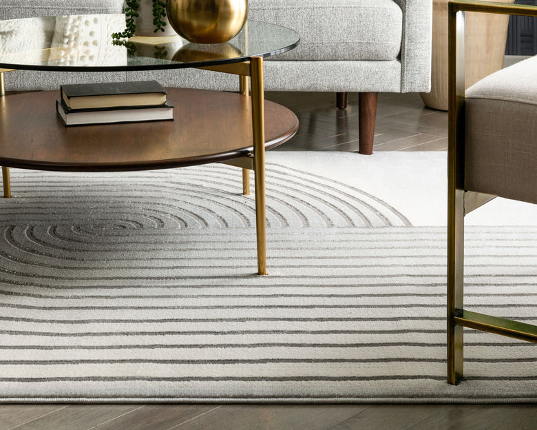 Archer Retro Geometric Pattern Grey Glam Rug FRM-87