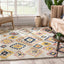 Blaer Moroccan Ethnic Diamond Pattern Ivory Thick Shag Rug GIG-132
