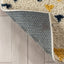 Jax Retro Geometric Triangle Pattern Ivory Blue Thick Shag Rug GIG-62