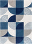 Margot Blue Modern Geometric Boxes Lines 3D Textured Rug GV-04
