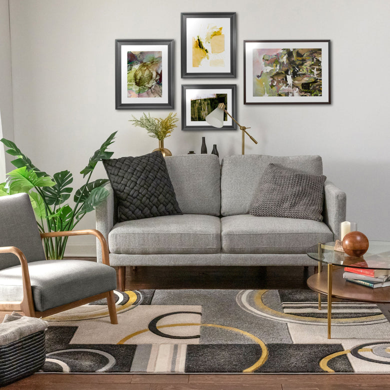 Belle Gold Modern Abstract Geometric 3D Textured Rug GV-21