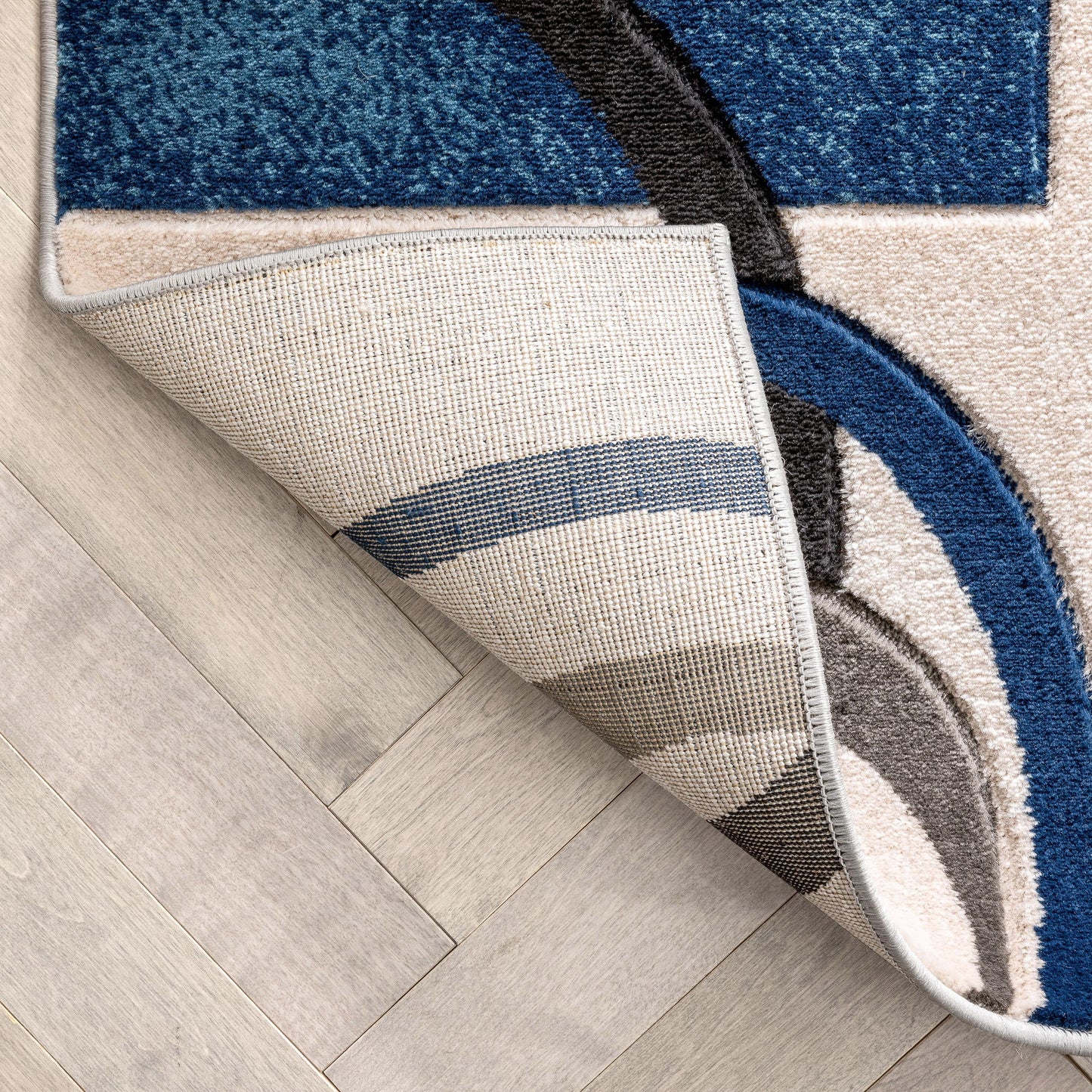 Belle Dark Blue Modern Abstract Geometric 3D Textured Rug GV-24