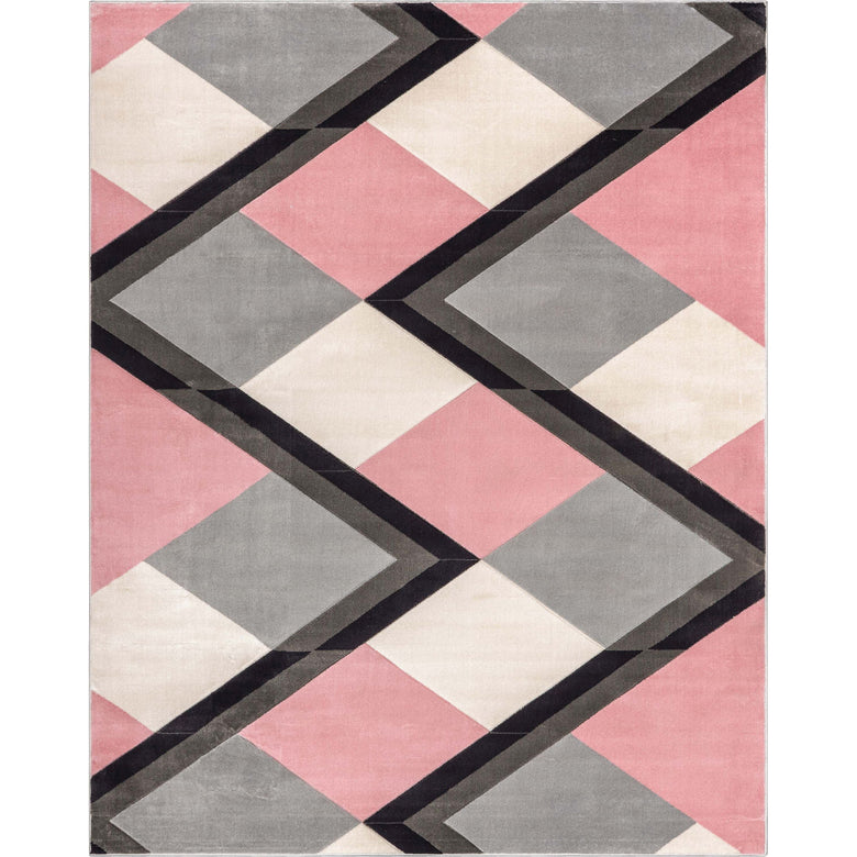 Nora Blush Pink Modern Geometric Stripes 3D Textured Rug GV-87