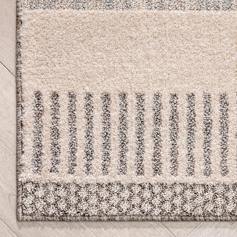 Briar Tribal Geometric Abstract Beige Looped Pile Rug HAR-12