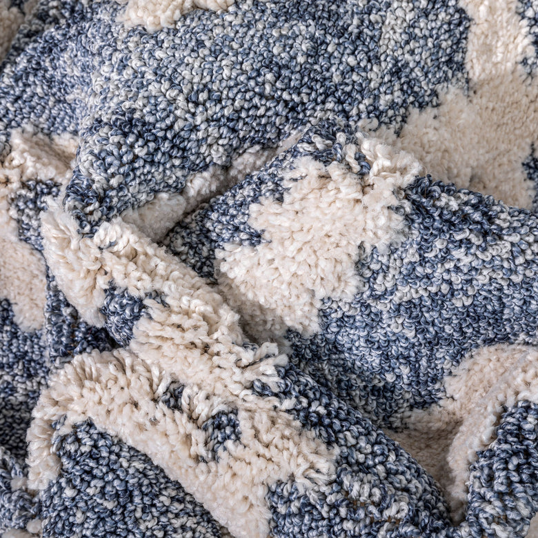 Ailey Moroccan Lattice Trellis Blue Looped Pile Rug HAR-54