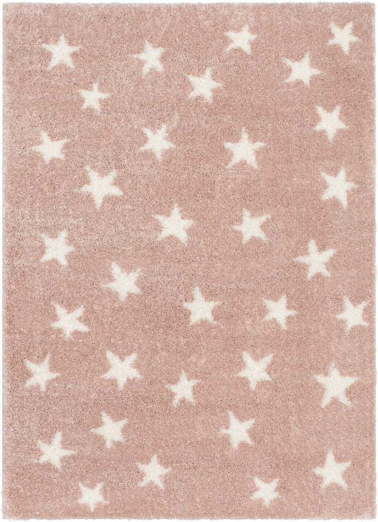 Celestial Skies Modern Stars Pattern Pink Thick & Ultra Soft Kids Rug HAV-10