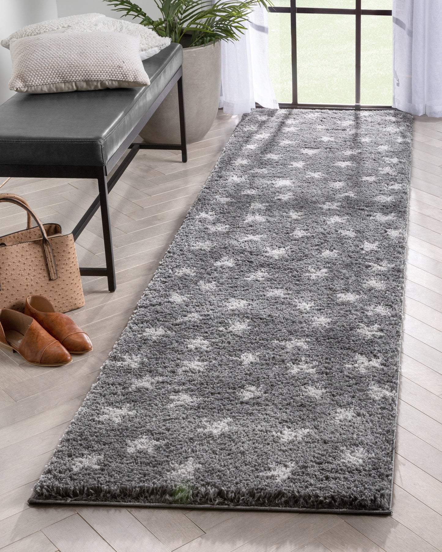 Celestial Skies Modern Stars Pattern Grey Thick & Ultra Soft Kids Rug HAV-17