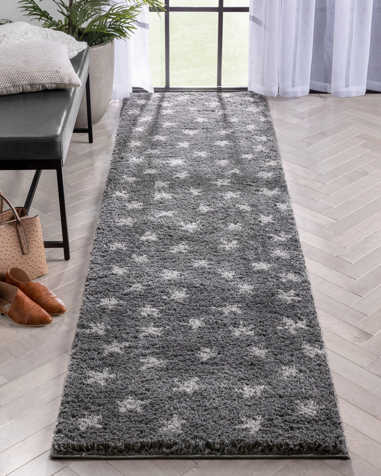 Celestial Skies Modern Stars Pattern Grey Thick & Ultra Soft Kids Rug HAV-17