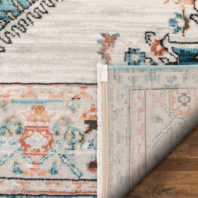 Manor Vintage Bohemian Medallion Oriental Blue Rug IND-56