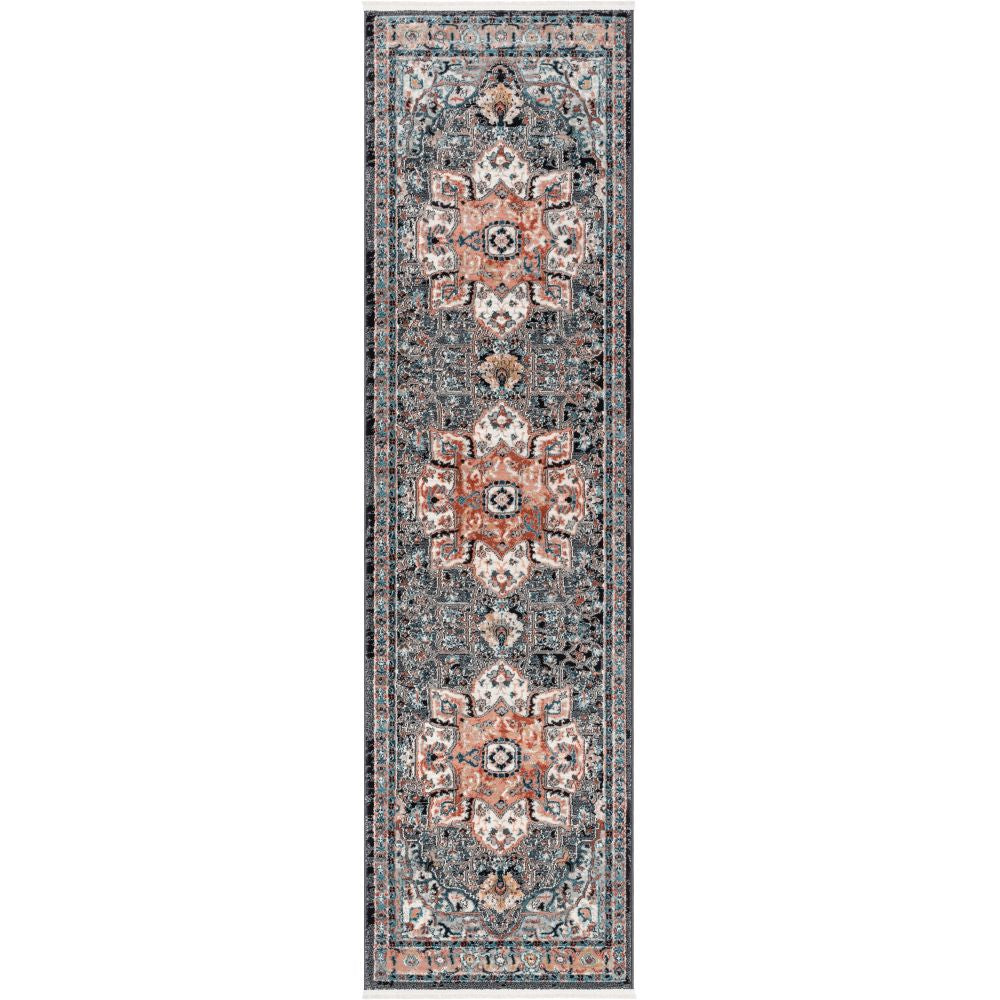 Minos Vintage Bohemian Oriental Floral Black Rug IND-83