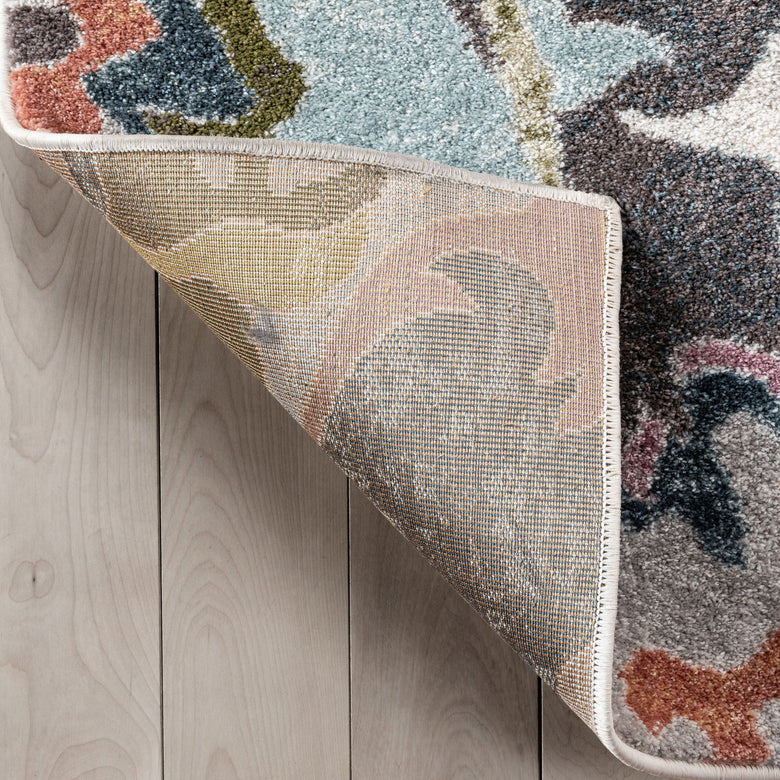 Posy Vintage Floral Blue Blush Rug IVY-34