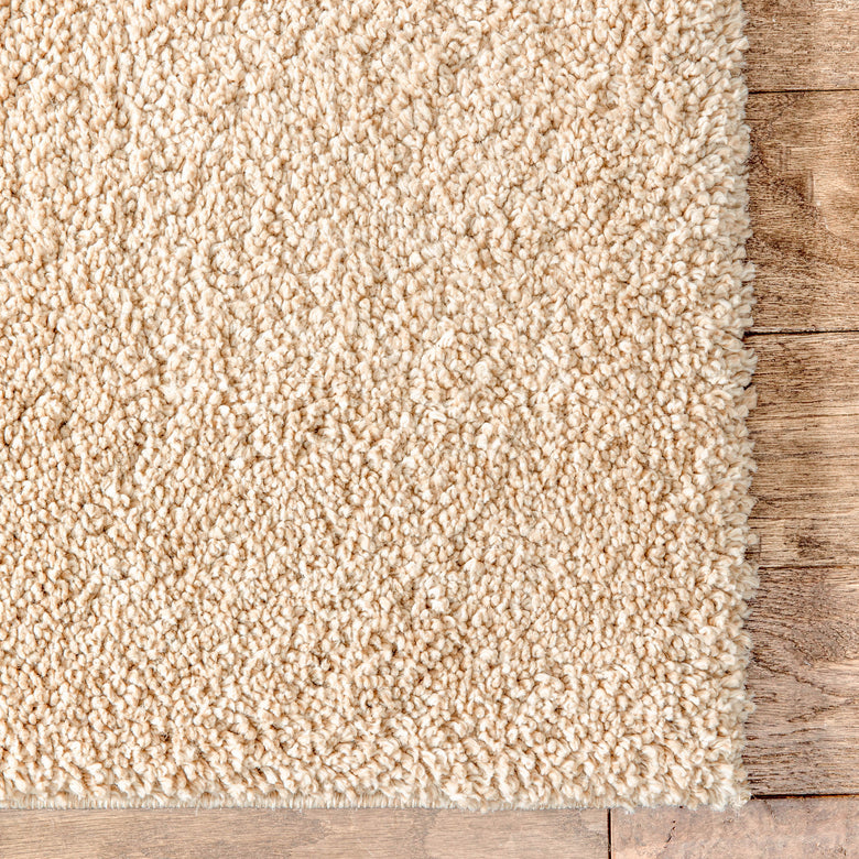 Halden Solid Pattern Ivory Thick  Nordic Shag Rug JU-12