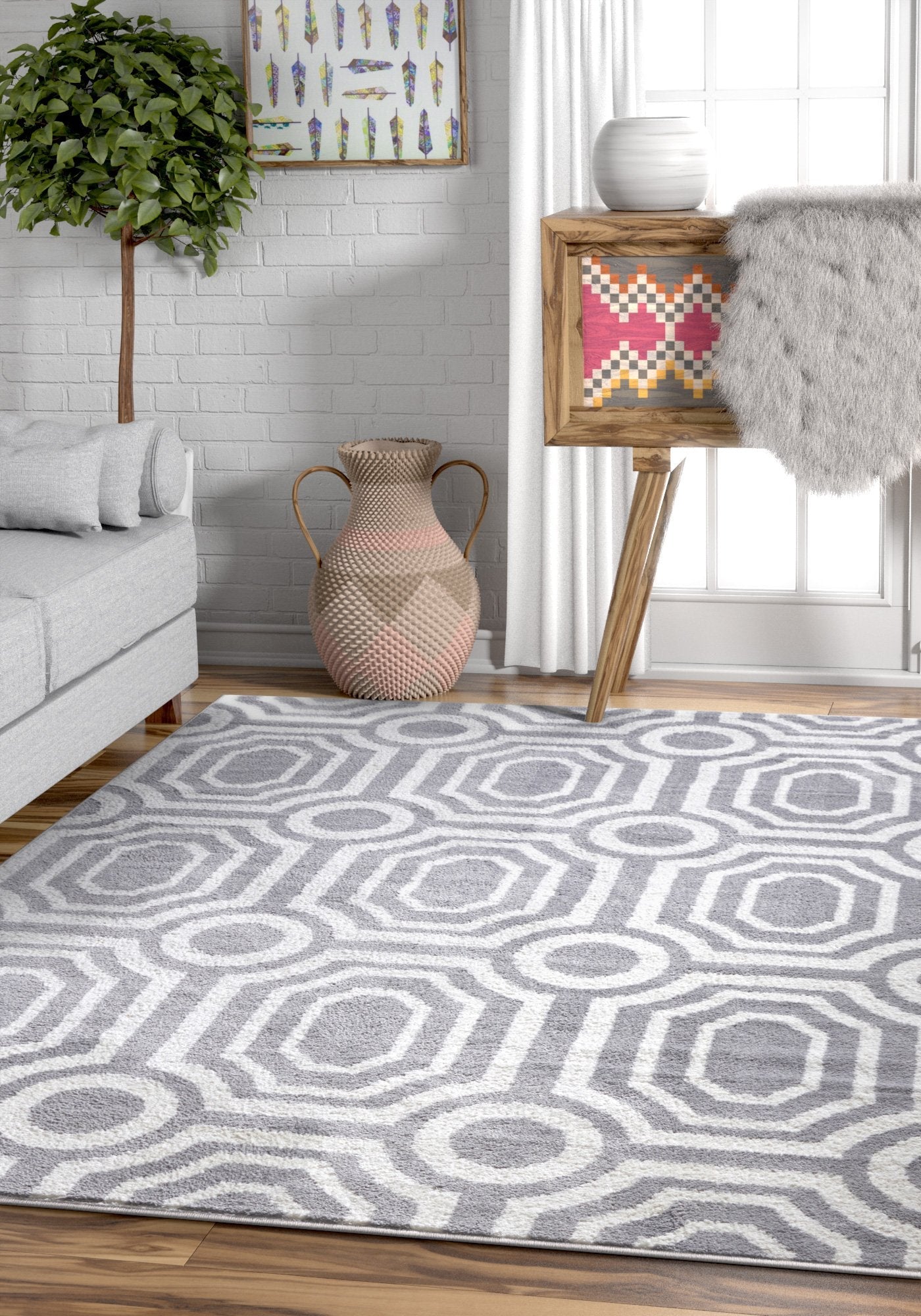 Leos Grey Modern Rug KA-46