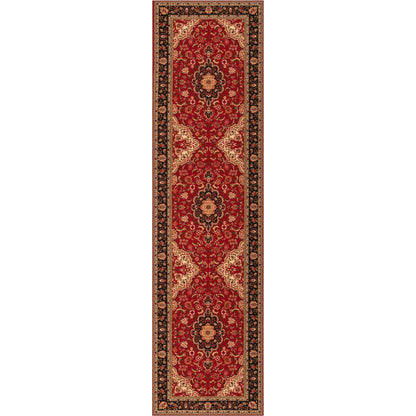 Gene Traditional Medallion Persian Red Non-Slip Machine Washable Low Pile Indoor/Outdoor Rug KC-170