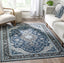 Gene Traditional Medallion Persian Blue Non-Slip Machine Washable Low Pile Indoor/Outdoor Rug KC-174